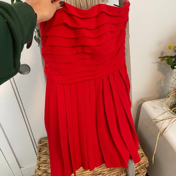 Rachel Rachel Roy Pleated Red Strapless Dress - Picture 2 of 3